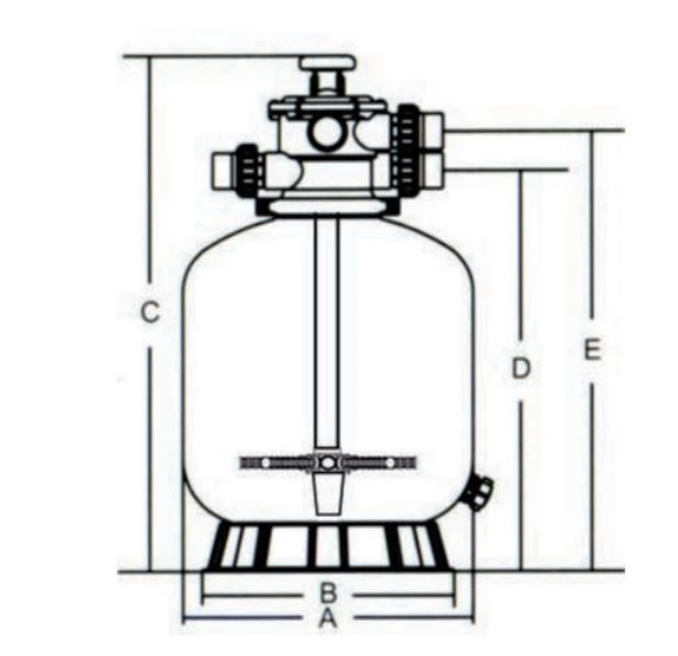 drawing of plastic sand filter top mount